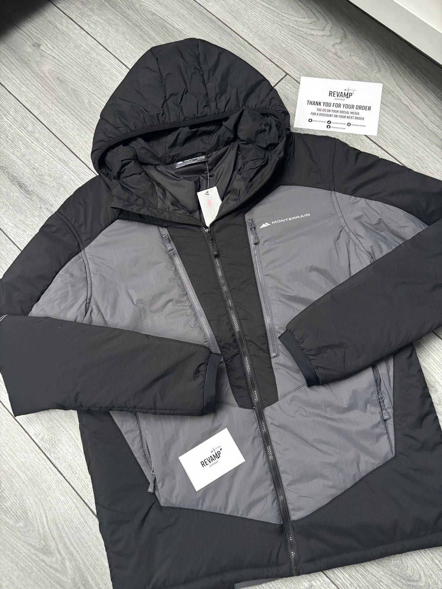 MONTERRAIN NYLON DOWN JACKET - BLACK/GRAPHITE